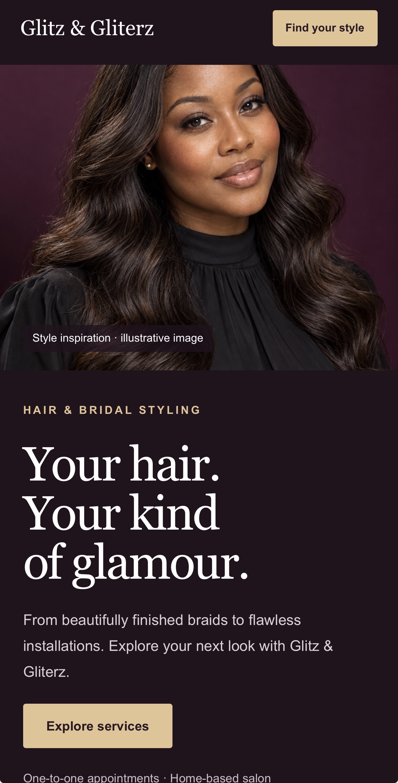 Glitz and Gliterz website screen